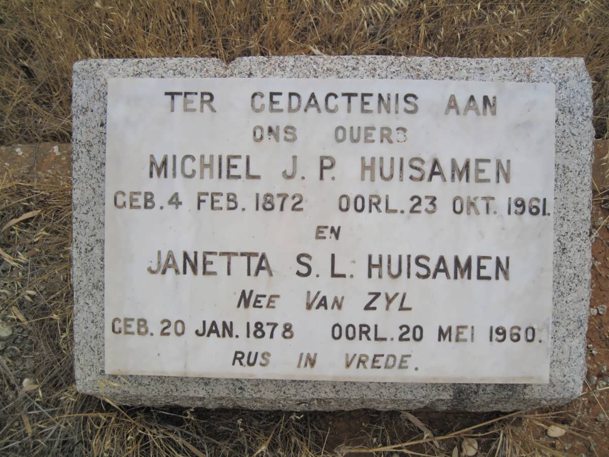 HUISAMEN Michiel J.P. 1872-1961 &amp; Janetta S.L. VAN ZYL 1878-1960