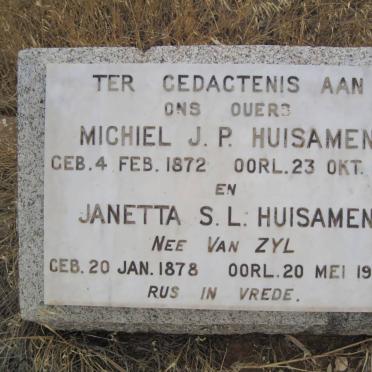 HUISAMEN Michiel J.P. 1872-1961 &amp; Janetta S.L. VAN ZYL 1878-1960