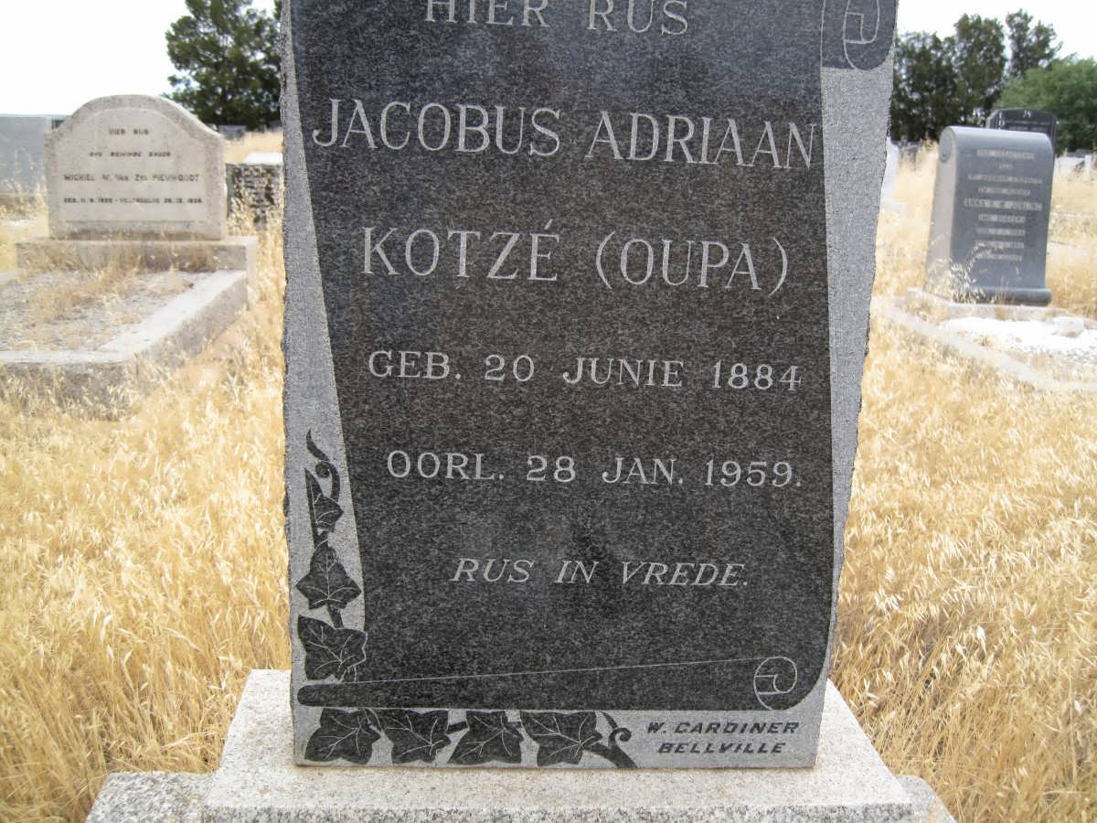 KOTZE Jacobus Adriaan 1884-1959