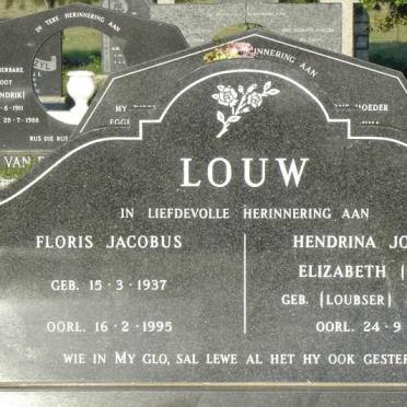LOUW Floris Jacobus 1937-1995 &amp; Hendrina Johanna Elizabeth LOUBSER 1939-1996