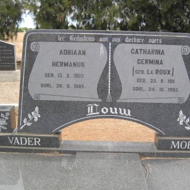 LOUW Adriaan Hermanus 1903-1985 &amp; Catharina Germina LE ROUX 1911-1993