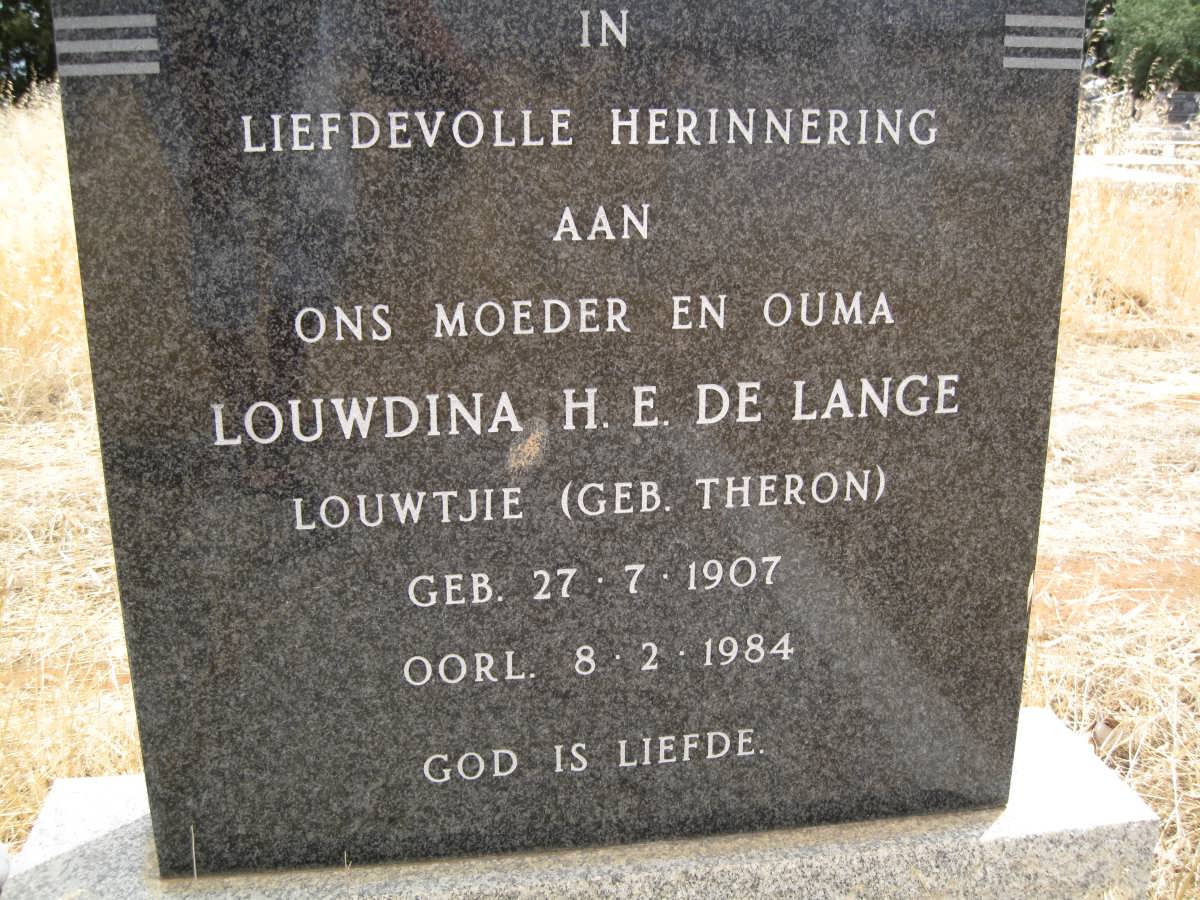 LANGE Louwdina H.E., de nee THERON 1907-1984