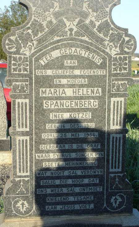 SPANGENBERG Maria Helena nee KOTZE 1901-1956