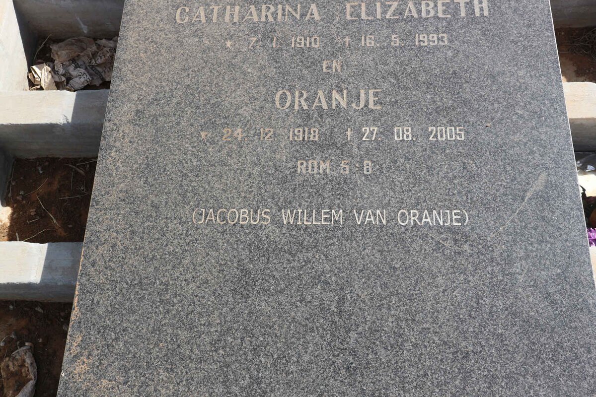 WYK Jacobus Willem van Oranje, van 1918-2005 &amp; Catharina Elizabeth 1910-1993