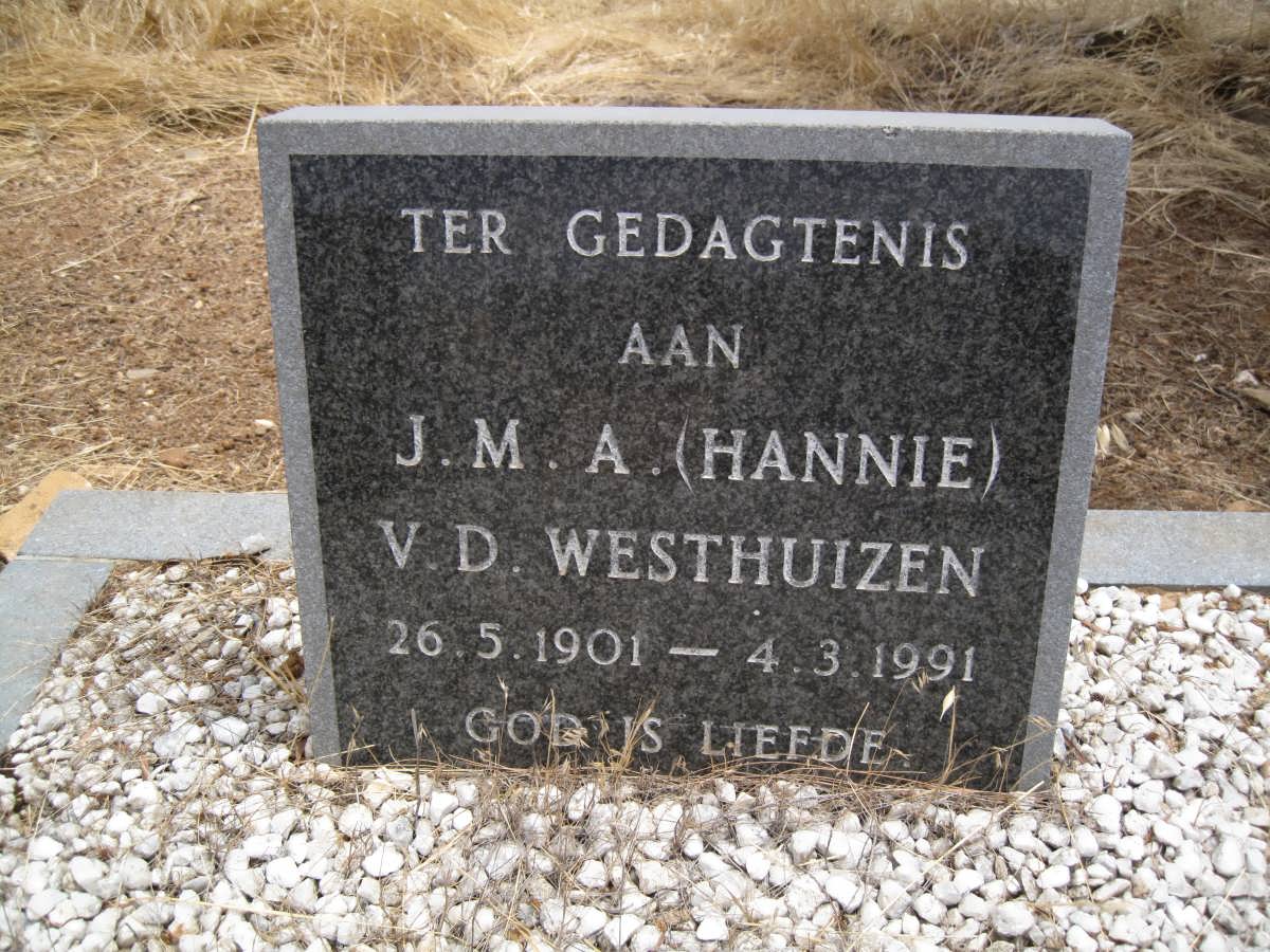 WESTHUIZEN J.M.A., van der 1901-1991