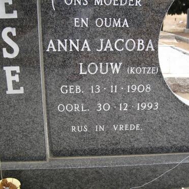 WIESE Anna Jacoba, formerly LOUW, nee KOTZE 1908-1993