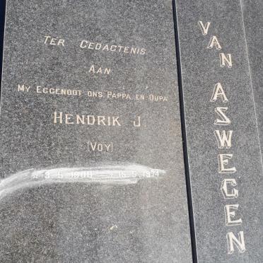 ASWEGEN Hendrik J., van 1908-1974 &amp; Catharina M.W. DE KLERK 1916-2000