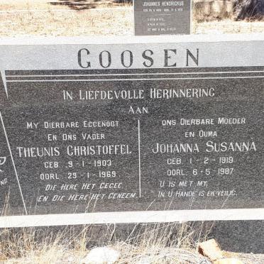 GOOSEN Theunis Christoffel 1903-1969 &amp; Johanna Susanna 1919-1987