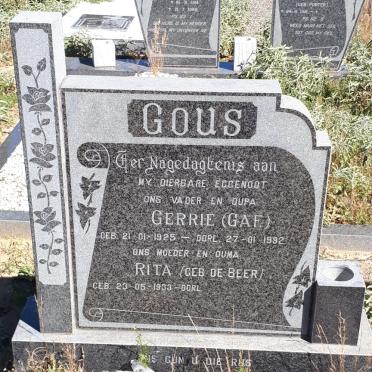 GOUS G.A.F. 1925-1992 &amp; Rita DE BEER 1933-