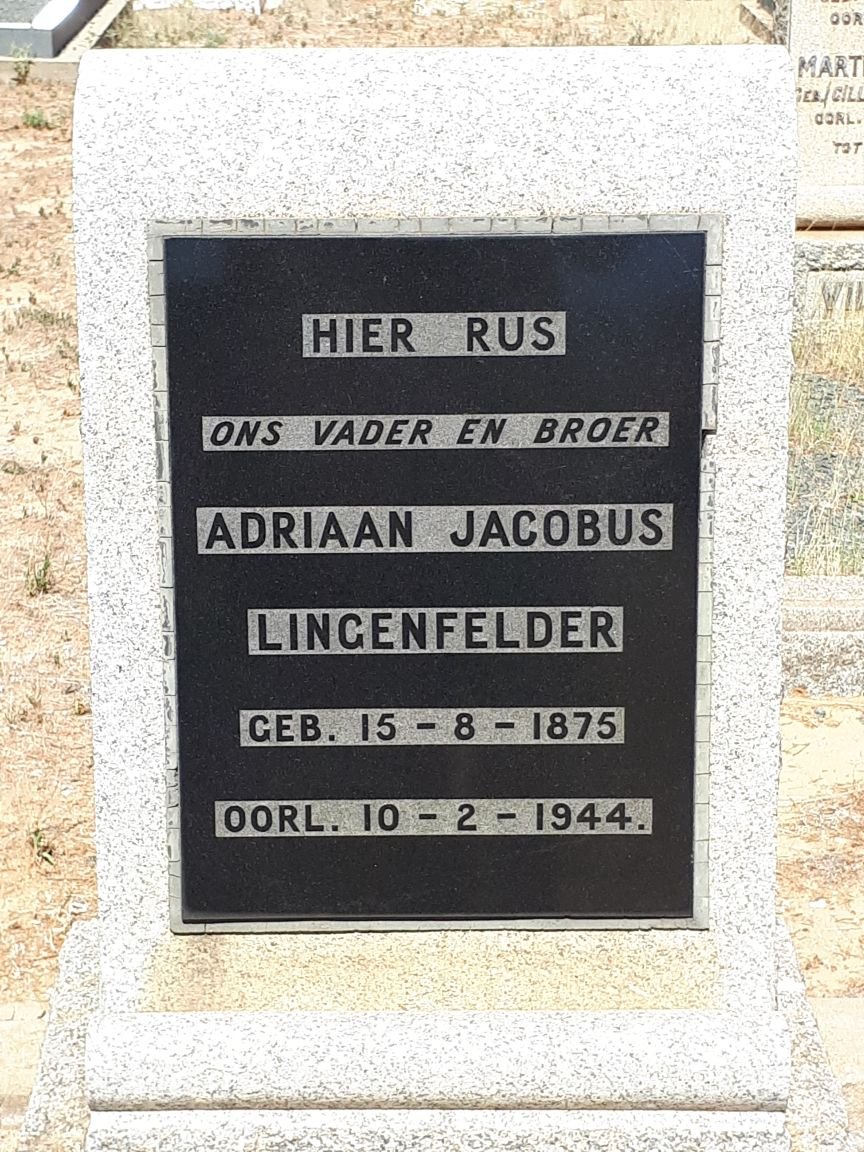 LINGENFELDER Adriaan Jacobus 1875-1944