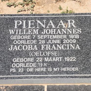PIENAAR Willem Johannes 1918-2009 &amp; Jacoba Francina OELOFSE 1922-