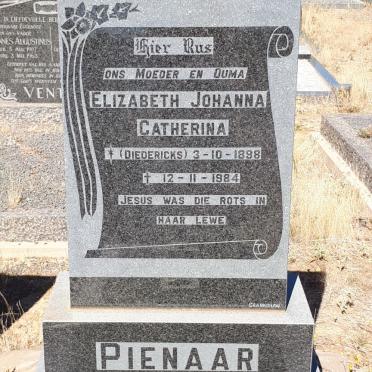 PIENAAR Elizabeth Johanna Catherina nee DIEDERICKS 1898-1984