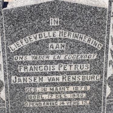 RENSBURG Francois Petrus, Jansen van 1878-1956