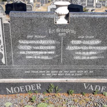 RENSBURG Elias Lourens, Jansen van 1882-1957 &amp; Catharina Johanna VORSTER 1886-1958