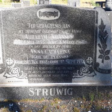 STRUWIG Abraham Johannes 1895-1961 &amp; Anna Catharina DU PLESSIS 1902-1973