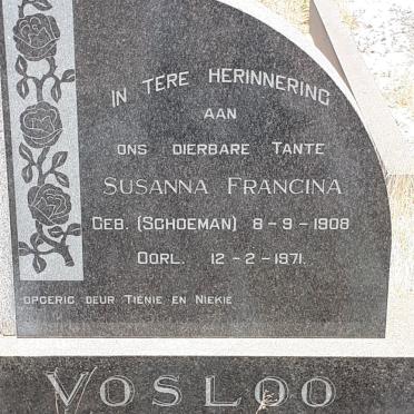VOSLOO Susanna Francina nee SCHOEMAN 1908-1971