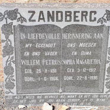 ZANDBERG Willem Petrus 1911-1966 &amp; Sophia Magarietha 1912-1995