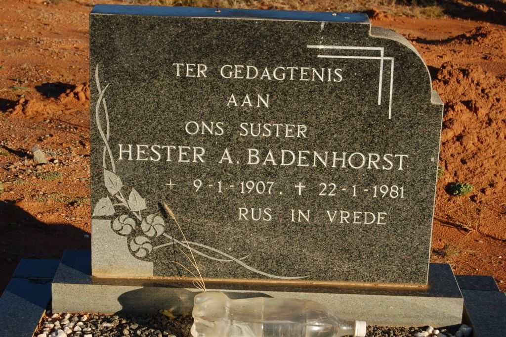 BADENHORST Hester A. 1907-1981
