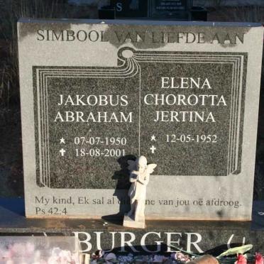 BURGER Jakobus Abraham 1950-2001 &amp; Elena Chorotta Jertina 1952-