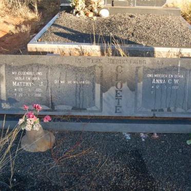 CLOETE Matthys J. 1921-1996 &amp; Anna C.W. 1932-