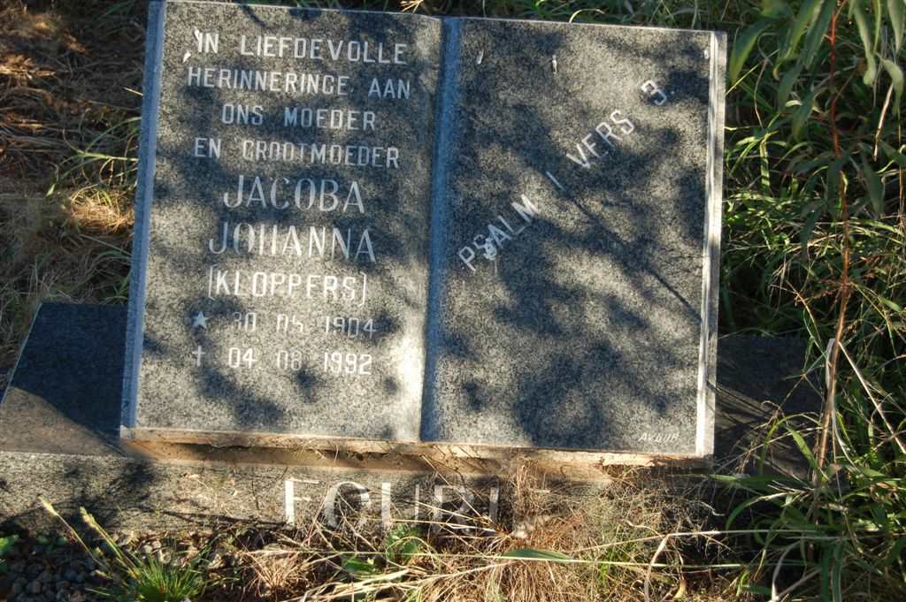 FOURIE Jacoba Johanna nee KLOPPERS 1904-1992