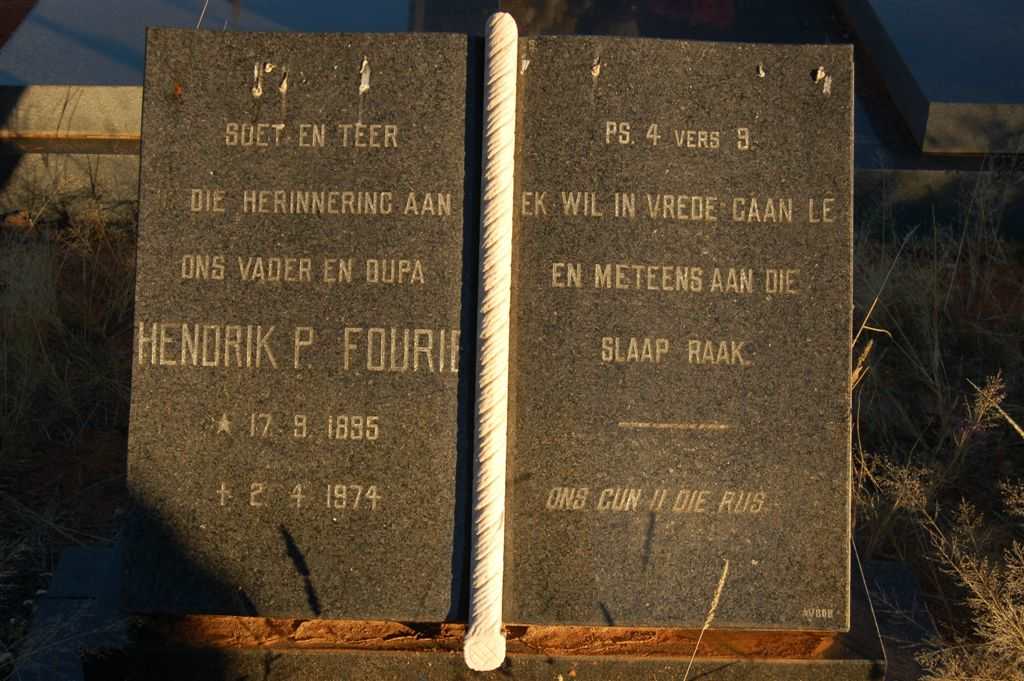 FOURIE Hendrik P. 1895-1974