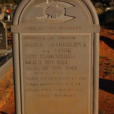 LINDE Maria Magdalena, v.d.  nee BADENHORST 1923-1948