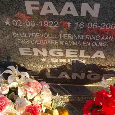 LANGE Faan, de 1922-2003 &amp; Engela BRITS 1937-