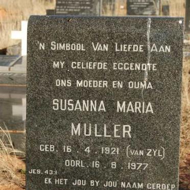 MULLER Susanna Maria nee VAN ZYL 1921-1977