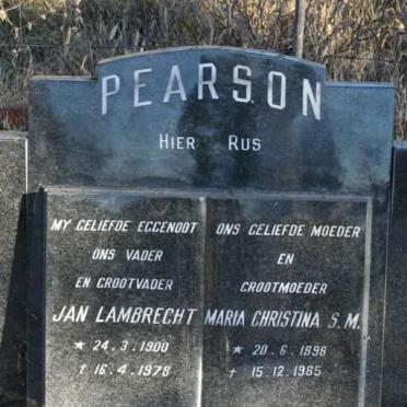 PEARSON Jan Lambert 1900-1978 &amp; Maria Christina S.M. 1898-1965