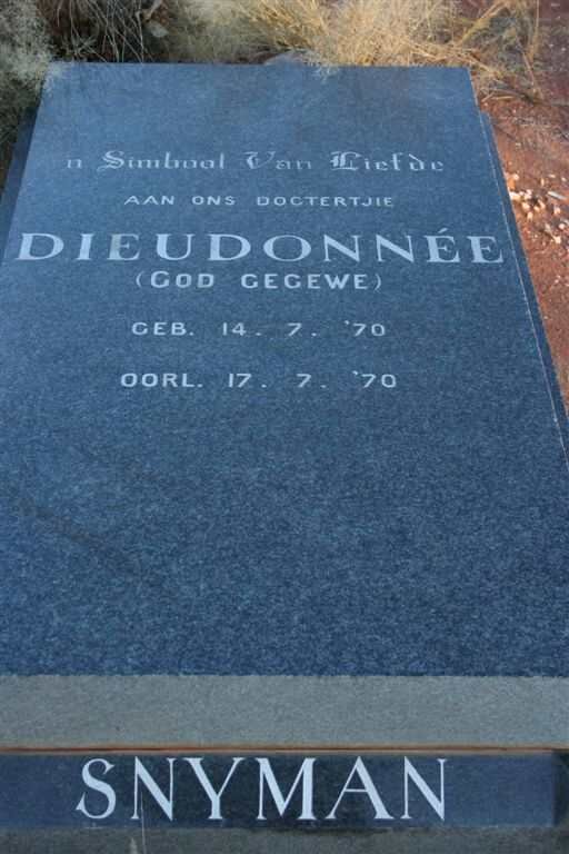 SNYMAN Diedonnee 1970-1970