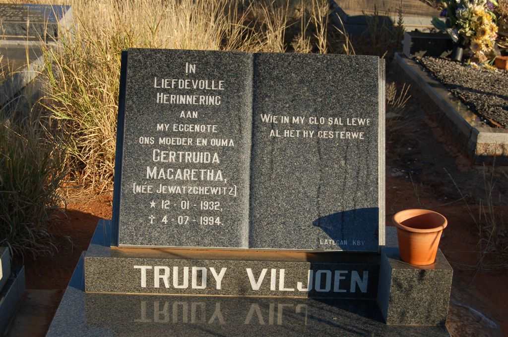 VILJOEN Gertruida Magaretha JEWATZCHEWITZ 1932-1994