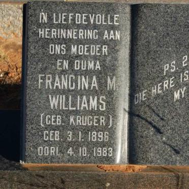 WILLIAMS Francina M. nee KRUGER 1896-1983
