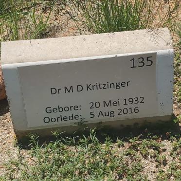 KRITZINGER M.D. 1932-2016