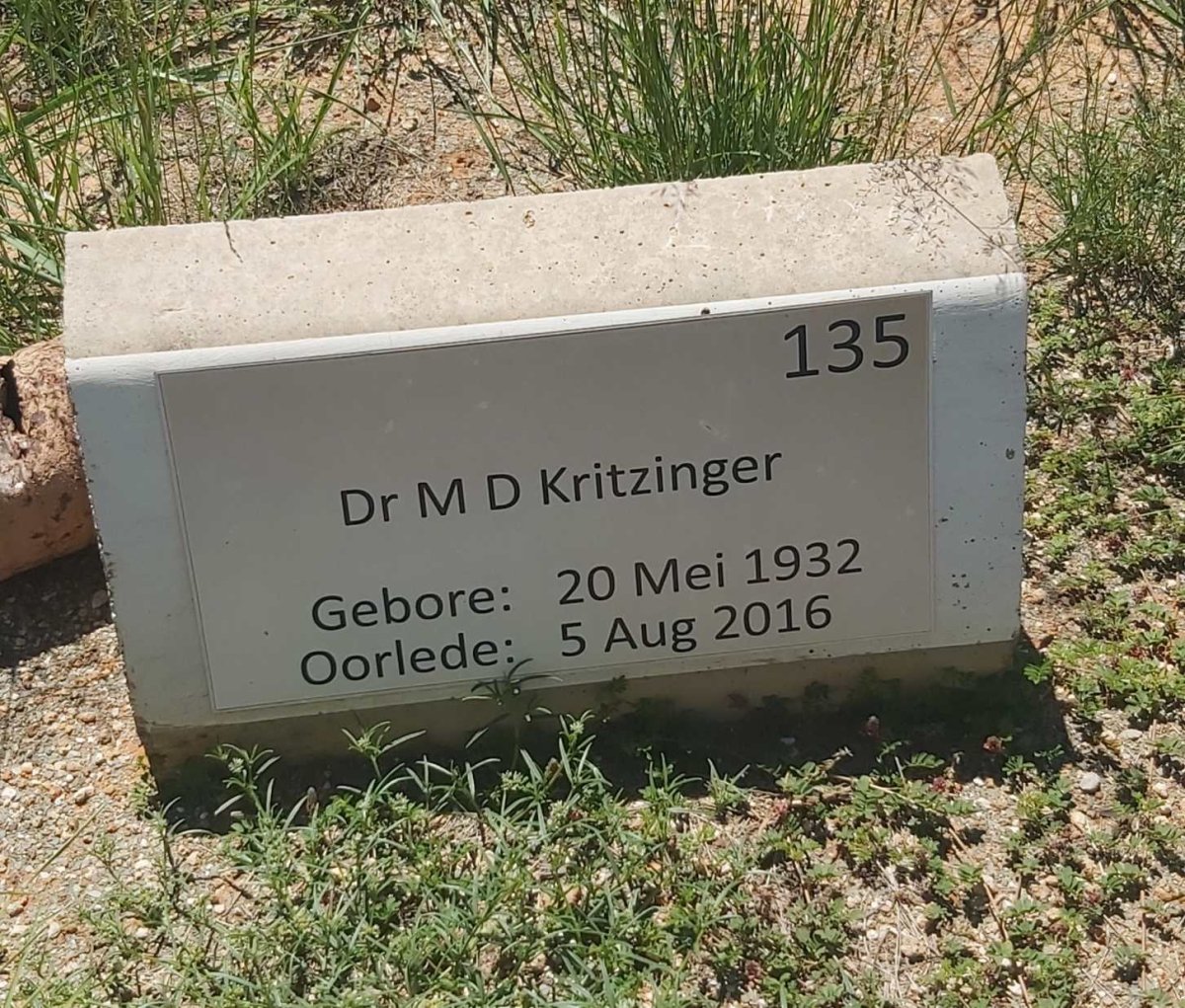 KRITZINGER M.D. 1932-2016