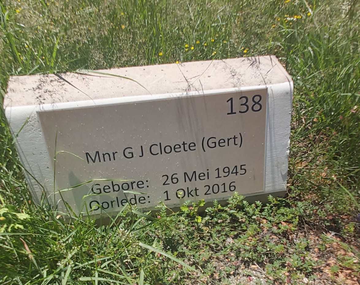 CLOETE G.J. 1945-2016