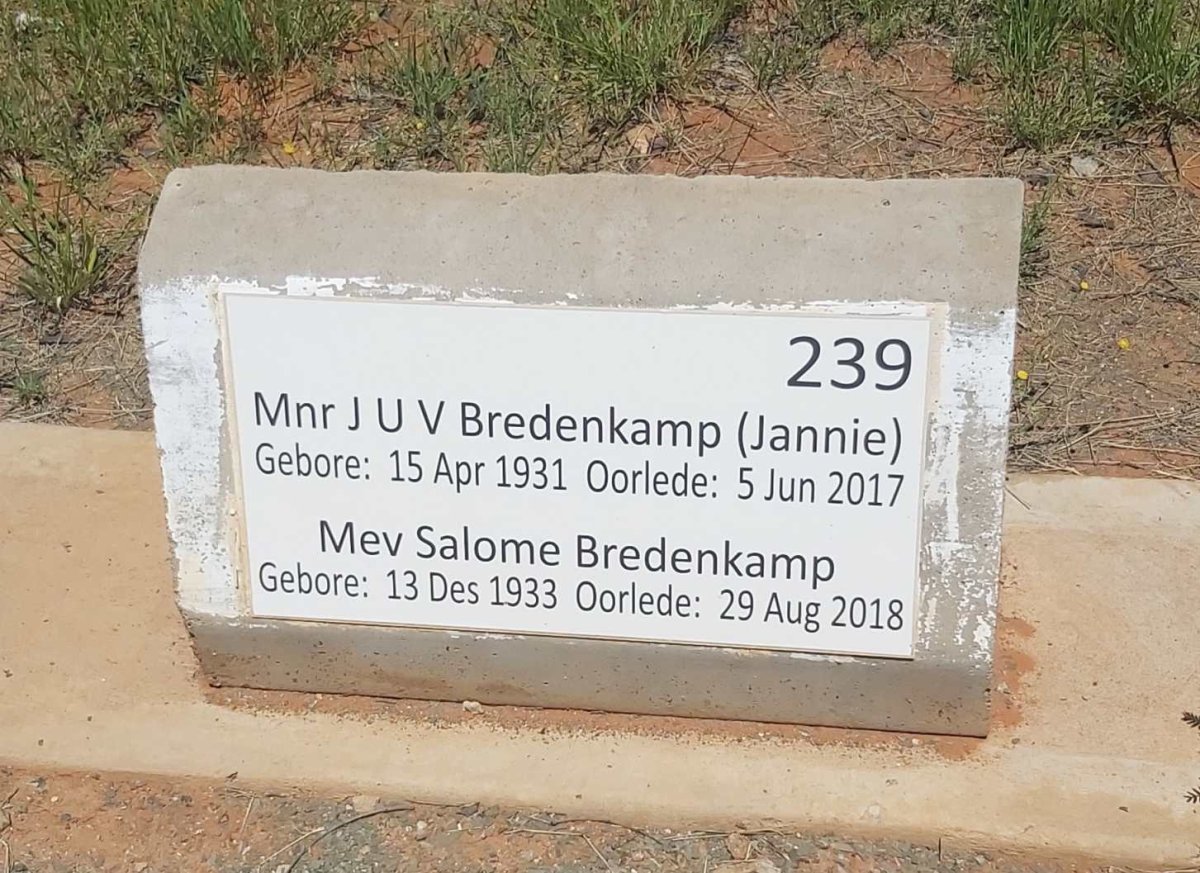 BREDENKAMP J.U.V. 1931-2017 &amp; Salome 1933-2018