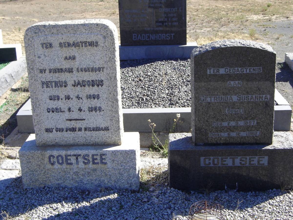 COETSEE Petrus Jacobus 1896-1959 &amp; Gertruida Susanna 1897-1968