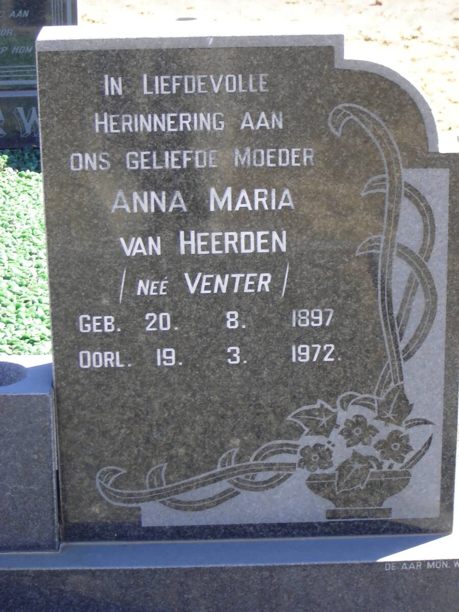 HEERDEN Anna Maria, van nee VENTER 1897-1972