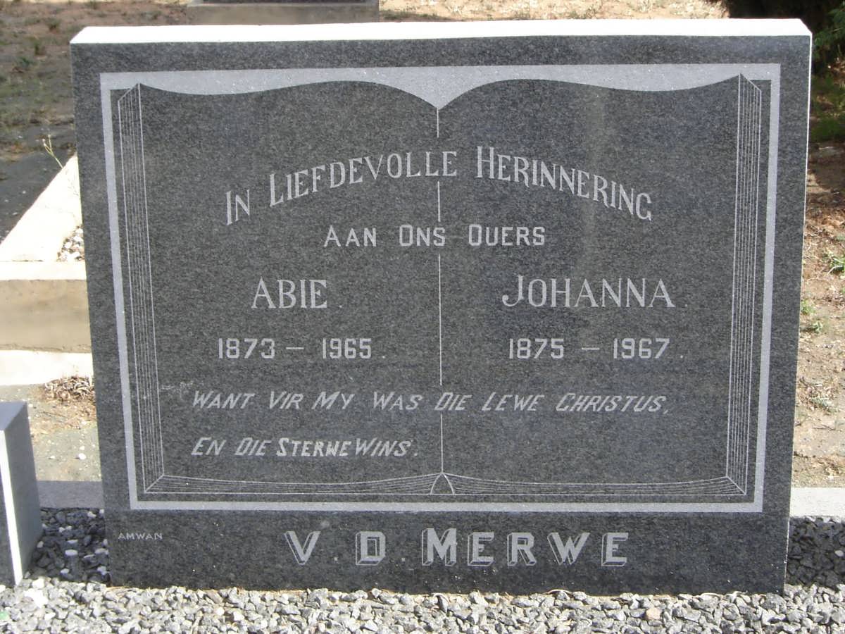 MERWE Abie, v.d. 1873-1965 &amp; Johanna 1875-1967