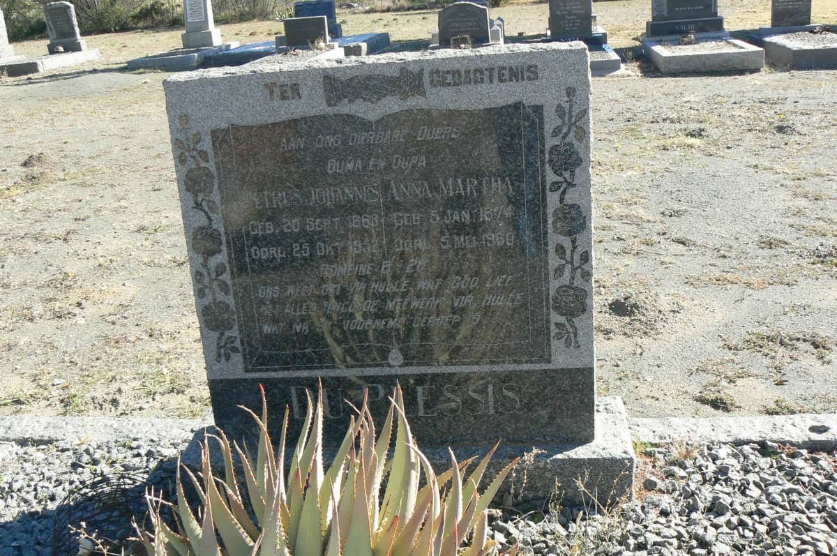 PLESSIS Petrus Johannes, du 1868-1952 &amp; Ann Martha 1874-1968