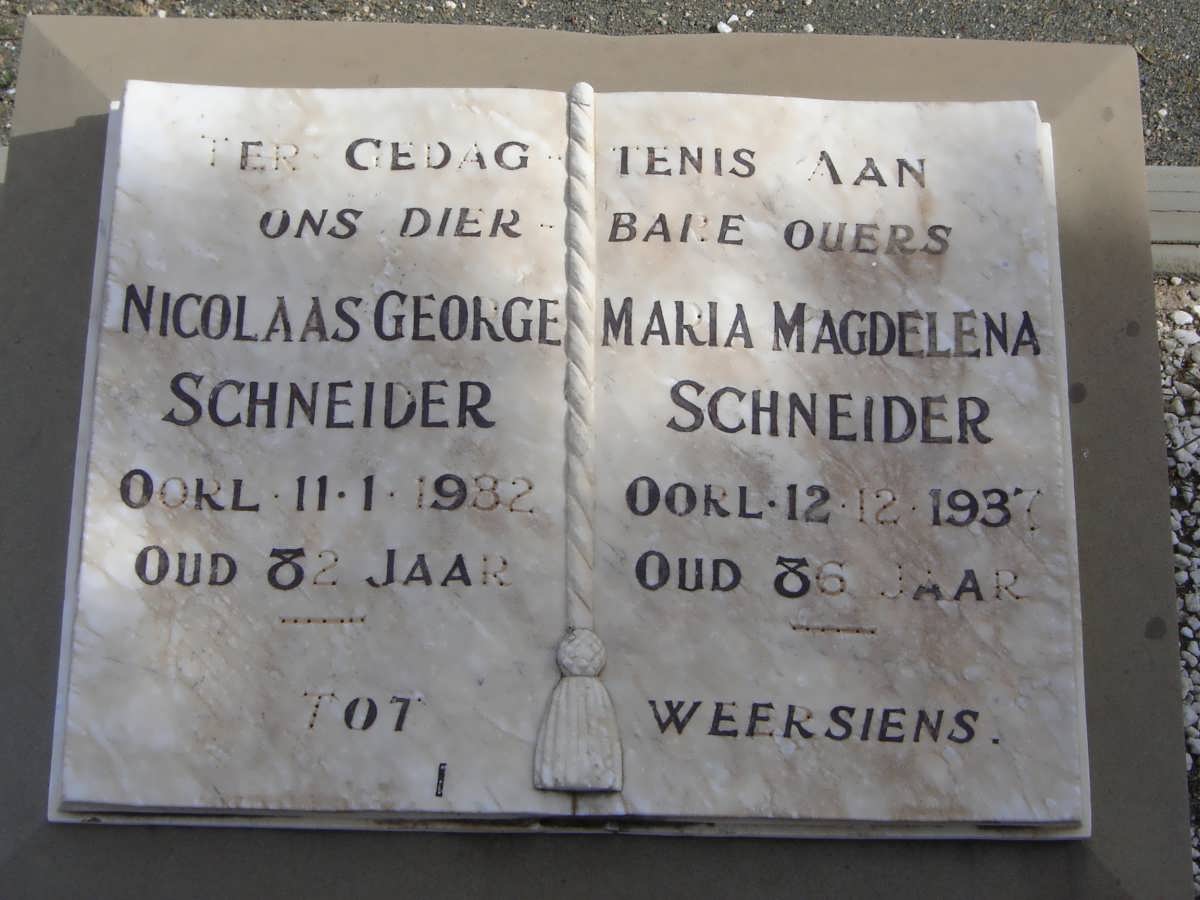 SCHNEIDER Nicolaas George -1932 &amp; Maria Magdalena -1937