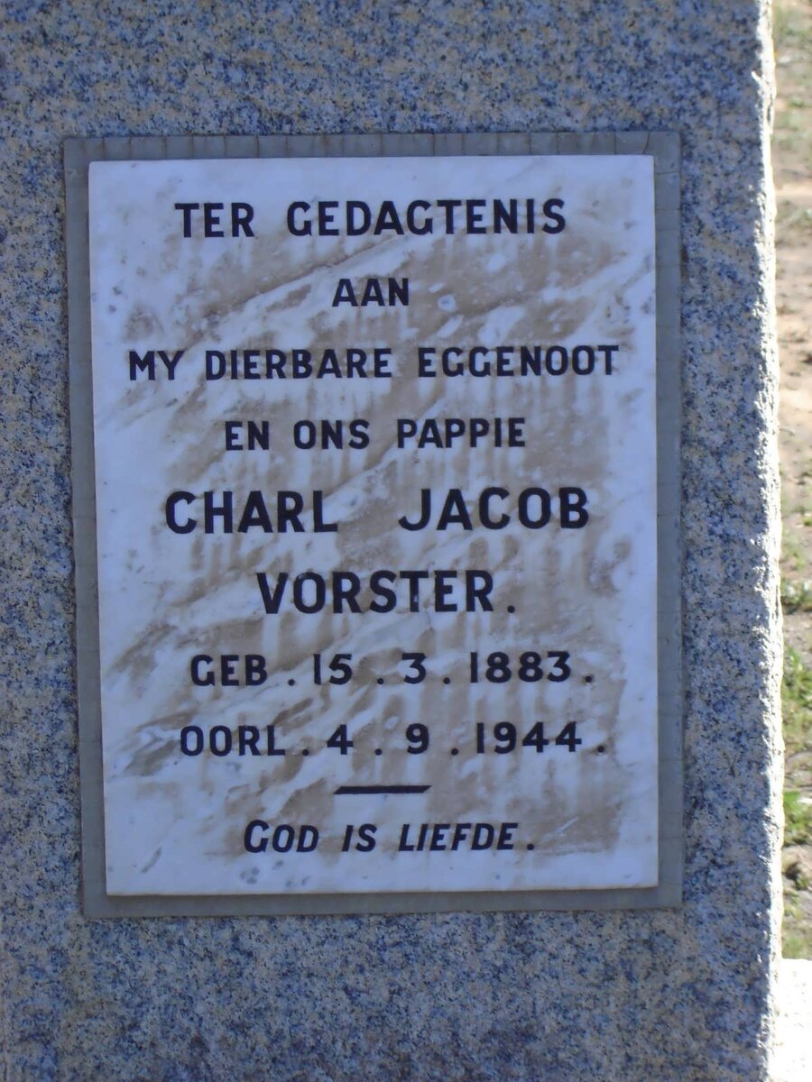 VORSTER Charl Jacob 1883-1944