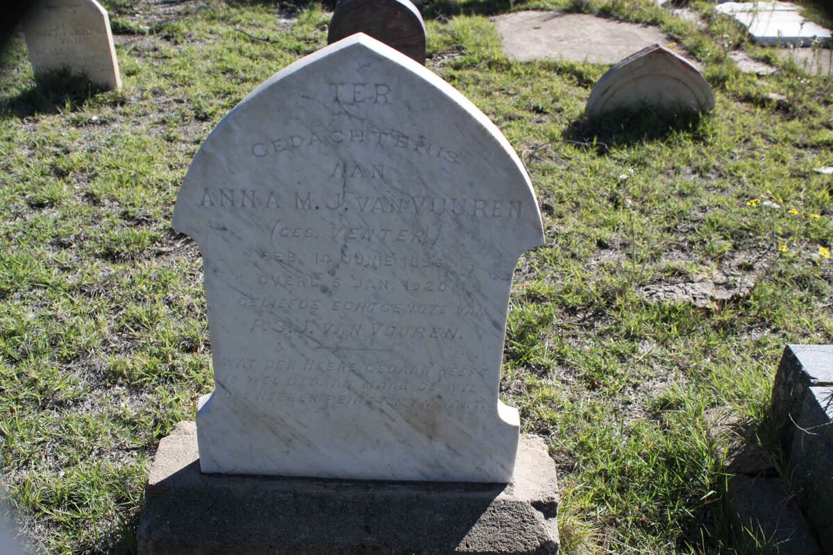 VUUREN Anna M.J., van nee VENTER 1896-1920