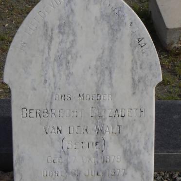 WALT Gerbrecht Elizabeth., van der 1879-1977