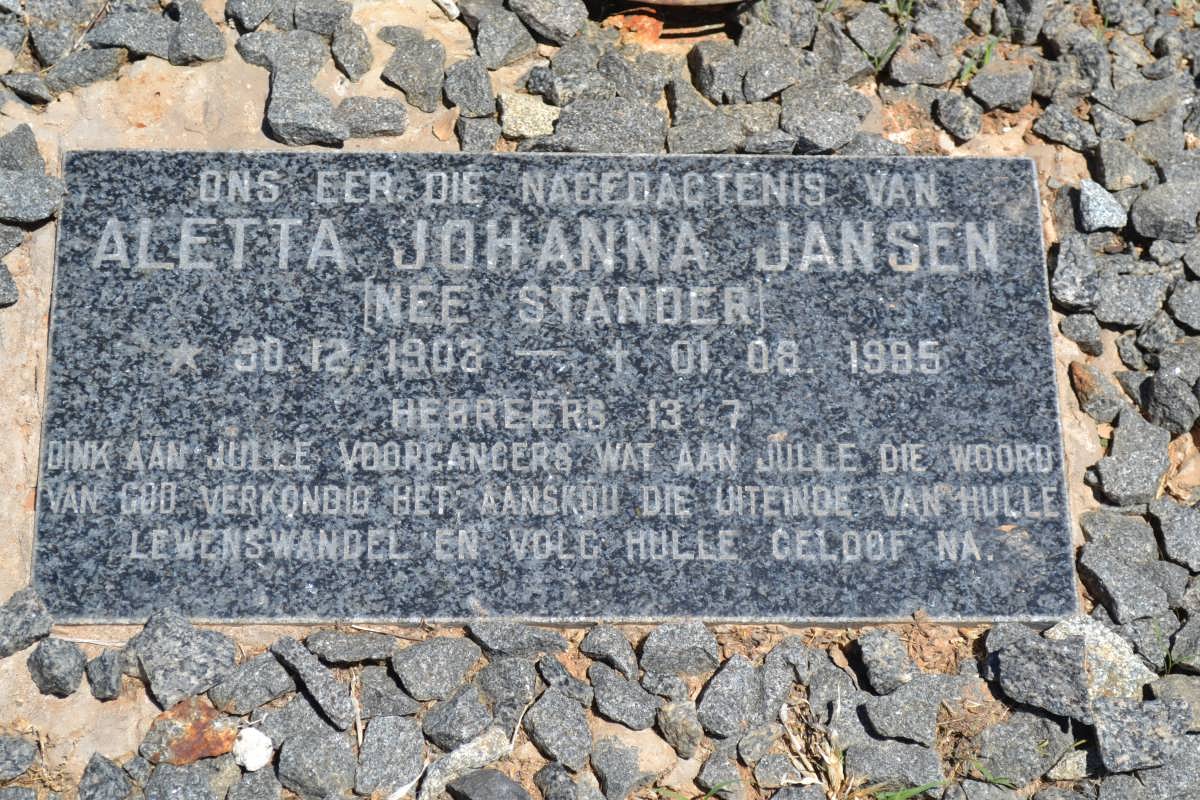 JANSEN Aletta Johanna nee STANDER 1903-1995