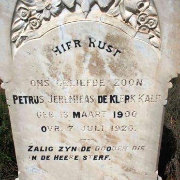 KALP Petrus Jeremias de Klerk 1900-1926