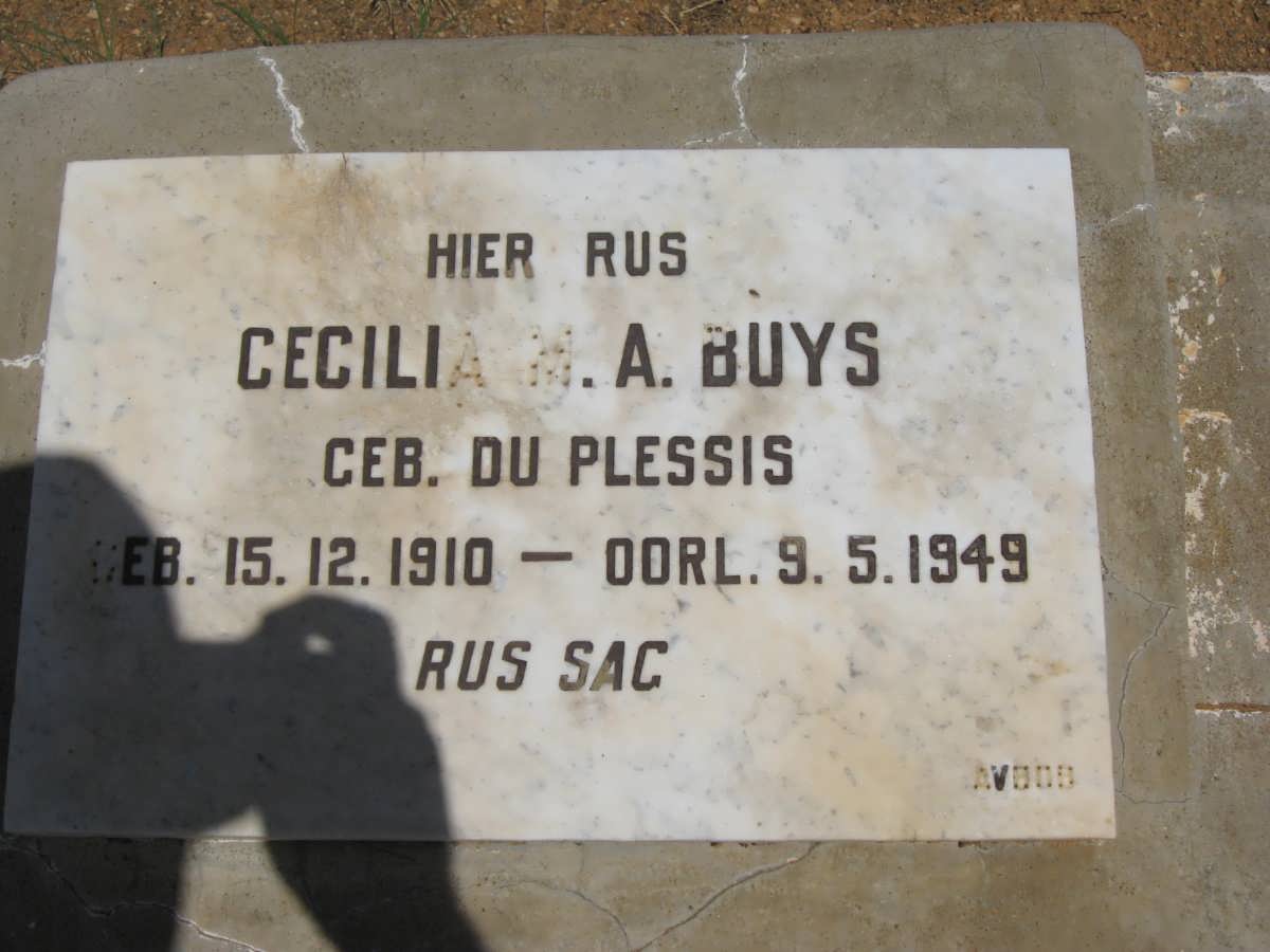 BUYS Cecilia M.A. nee DU PLESSIS 1910-1949