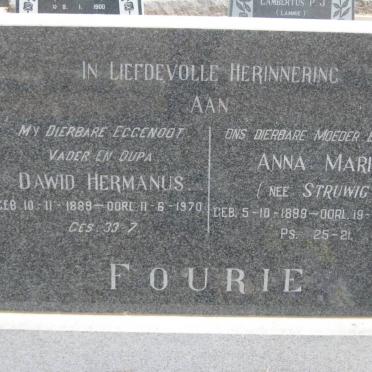 FOURIE Dawid Hermanus 1889-1970 &amp; Anna Maria STRUWIG 1899-1986