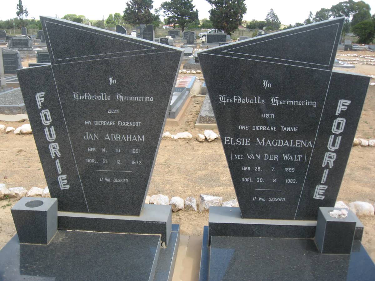 FOURIE Jan Abraham 1891-1973 &amp; Elsie Magdalena VAN DER WALT 1899-1983